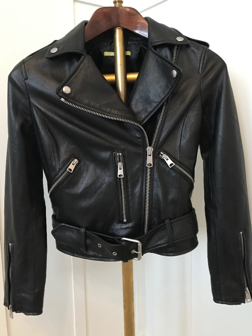 GIANINI BINI BLACK LEATHER BIKER MOTO JACKET